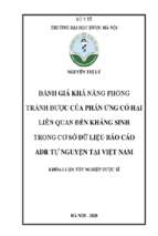 đánh giá khả năng phòng tránh được của phản ứng có hại liên quan đến kháng sinh trong cơ sở dữ liệu báo cáo adr tự nguyện tại việt nam