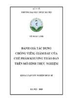 đánh giá tác dụng chống viêm, giảm đau của chế phẩm khương thảo đan trên mô hình thực nghiệm