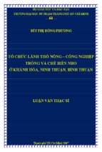 Tổ chức lãnh thổ nông   công nghiệp trồng và chế biến nho ở khánh hòa, ninh thuận, bình thuận