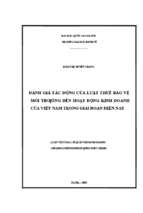 đánh giá tác động của luật thuế bảo vệ môi trường đến hoạt động kinh doanh của việt nam trong giai đoạn hiện nay   