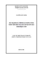 đẩy mạnh quá trình xây dựng nông thôn mới trên địa bàn huyện mỹ hào, tỉnh hưng yên  quản lý kinh tế  