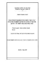 Giải pháp marketing mix cho các doanh nghiệp kinh doanh lữ hành quốc tế trên địa bàn hà nội   