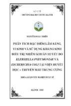 Phân tích đặc điểm lâm sàng, vi sinh và sử dụng kháng sinh điều trị nhiễm khuẩn huyết do klebsiella pneumoniae và escherichia coli tại viện huyết học   truyền máu trung ương