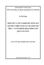 Thiết kế và thử nghiệm hệ thống bài tập phát triển năng lực so sánh cho trẻ 5   6 tuổi trong hoạt động làm quen với toán​