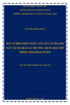 Một số biện pháp nâng cao chất lượng đội ngũ cán bộ quản lý trường trung học phổ thông tỉnh bình dương​