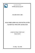 Hoàn thiện công tác kiểm soát chi thường xuyên ngân sách nhà nước tại kho bạc nhà nước quảng nam