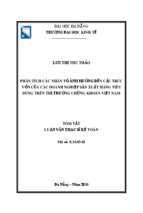 Phân tích các nhân tố ảnh hưởng đến cấu trúc vốn của các doanh nghiệp sản xuất hàng tiêu dùng trên thị trường chứng khoán việt nam