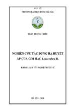 Nghiên cứu tác dụng hạ huyết áp của gối hạc leea rubra b