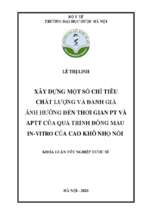 Xây dựng một số chỉ tiêu chất lượng và đánh giá ảnh hưởng đến thời gian pt và aptt của quá trình đông máu in   vitro của cao khô nhọ nồi