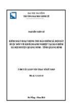 Kiểm soát hoạt động thu bảo hiểm xã hội bắt buộc đối với khối doanh nghiệp tại bảo hiểm xã hội huyện quảng ninh, tỉnh quảng bình