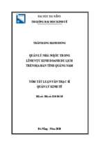 Quản lý nhà nước trong lĩnh vực kinh doanh du lịch trên địa bàn tỉnh quảng nam