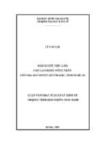 Giải quyết việc làm cho lao động nông thôn trên địa bàn huyện quỳnh lưu, tỉnh nghệ an  