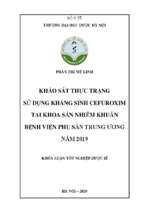 Khảo sát thực trạng sử dụng kháng sinh cefuroxim tại khoa sản nhiễm khuẩn bệnh viện phụ sản trung ương năm 2019