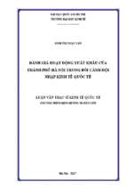 đánh giá hoạt động xuất khẩu của thành phố hà nội trong bối cảnh hội nhập kinh tế quốc tế