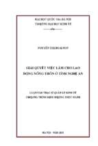 Giải quyết việc làm cho lao động nông thôn ở tỉnh nghệ an  