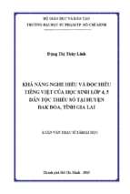 Khả năng nghe hiểu và đọc hiểu tiếng việt của học sinh lớp 4, 5 dân tộc thiểu số tại huyện đak đoa, tỉnh gia lai​
