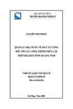 Quản lý nhà nước về đầu tư công đối với các công trình thủy lợi trên địa bàn tỉnh quảng nam