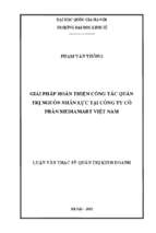 Giải pháp hoàn thiện công tác quản trị nguồn nhân lực tại công ty cổ phần mediamart việt nam    