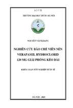 Nghiên cứu bào chế viên nén verapamil hydroclorid 120 mg giải phóng kéo dài