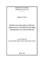Chuyển giao công nghệ cải tiến quy trình quản lý vận hành sản xuất hình ảnh nội dung của công ty vinecom  