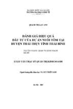 đánh giá hiệu quả đầu tư của dự án nuôi tôm tại huyện thái thuỵ tỉnh thái bình    