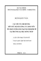 Các yếu tố ảnh hưởng đến mức độ hài lòng của sinh viên về chất lượng đào tạo ngành kinh tế tại trường đại học đồng tháp