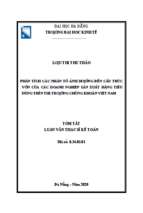 Phân tích các nhân tố ảnh hưởng đến cấu trúc vốn của các doanh nghiệp sản xuất hàng tiêu dùng trên thị trường chứng khoán việt nam