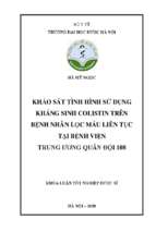 Khảo sát tình hình sử dụng kháng sinh colistin trên bệnh nhân lọc máu liên tục tại bệnh viện trung ương quân đội 108