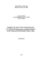 Nghiên cứu khả năng giảm đạm lân của mồm mỡ (hymenachne acutigluma) trong nước thải ao nuôi thâm canh cá tra