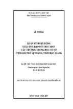 Quản lý hoạt động giáo dục đạo đức học sinh các trường trung học cơ sở ở thành phố vị thanh, tỉnh hậu giang