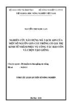 Nghiên cứu xây dựng mã vạch adn của một số nguồn gen cây trồng có giá trị kinh tế nhằm phục vụ công tác bảo tồn và chọn tạo giống tt
