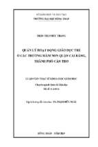 Quản lý hoạt động giáo dục trẻ ở các trƣờng mầm non quận cái răng, thành phố cần thơ