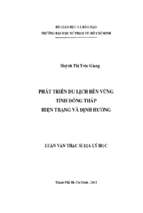 Phát triển du lịch bền vững tỉnh đồng tháp hiện trạng và định hướng