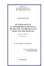 Tín ngưỡng dân gian của người khmer ở huyện trà cú, tỉnh trà vinh và sự biến đổi của nó trong cuộc sống đương đại