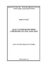 Quản lý lễ hội truyền thống ở thành phố cao lãnh   đồng tháp