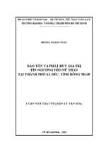 Bảo tồn và phát huy giá trị tín ngưỡng thờ nữ thần tại thành phố sa đéc, tỉnh đồng tháp