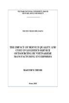 The impact of service quality and cost on logistics service outsourcing by vietnamese manufacturing enterprises