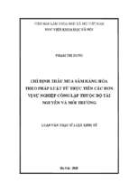 Chỉ định thầu mua sắm hàng hóa theo pháp luật từ thực tiễn các đơn vị sự nghiệp công lập của bộ tài nguyên và môi trường