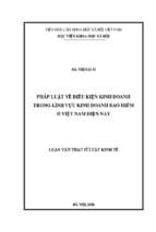 Pháp luật về điều kiện kinh doanh trong lĩnh vực kinh doanh bảo hiểm ở việt nam hiện nay