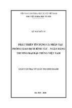 Phát triển tín dụng cá nhân tại phòng giao dịch bình tây – ngân hàng thương mại đại chúng việt nam