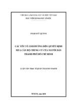 Các yếu tố ảnh hưởng đến quyết định mua căn hộ chung cư của người dân thành phố hồ chí minh