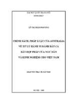 Chính sách, pháp luật của australia về xử lý hành vi đánh bắt cá bất hợp pháp của ngư dân và kinh nghiệm cho việt nam