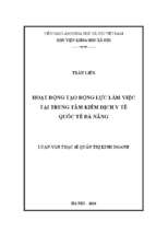 Hoạt động tạo động lực làm việc tại trung tâm kiểm dịch y tế quốc tế đà nẵng