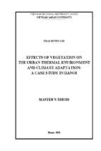 Effects of vegetation on the urban thermal environment and climate adaptation a case study in hanoi