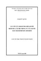 Các yếu tố ảnh hưởng đến quyết định mua căn hộ chung cư của người dân thành phố hồ chí minh