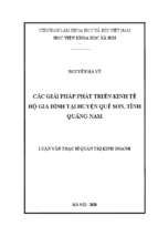 Các giải pháp phát triển kinh tế hộ gia đình tại huyện quế sơn, tỉnh quảng nam