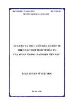 Lý luận và thực tiễn bảo hộ đầu tư theo các hiệp định về đầu tư của asean trong giai đoạn hiện nay
