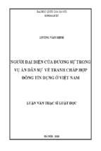 Người đại diện của đương sự trong vụ án dân sự về tranh chấp hợp đồng tín dụng ở việt nam