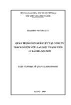 Quản trị nguồn nhân lực tại công ty trách nhiệm hữu hạn một thành viên in báo hà nội mới