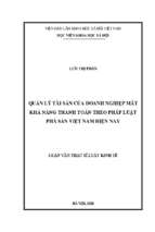 Quản lý tài sản của doanh nghiệp mất khả năng thanh toán theo pháp luật phá sản việt nam hiện nay